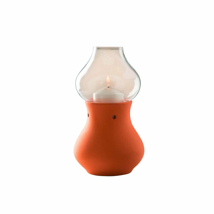 Candola - Lampe Aladin terracotta - 19cm, Zierhlle wei