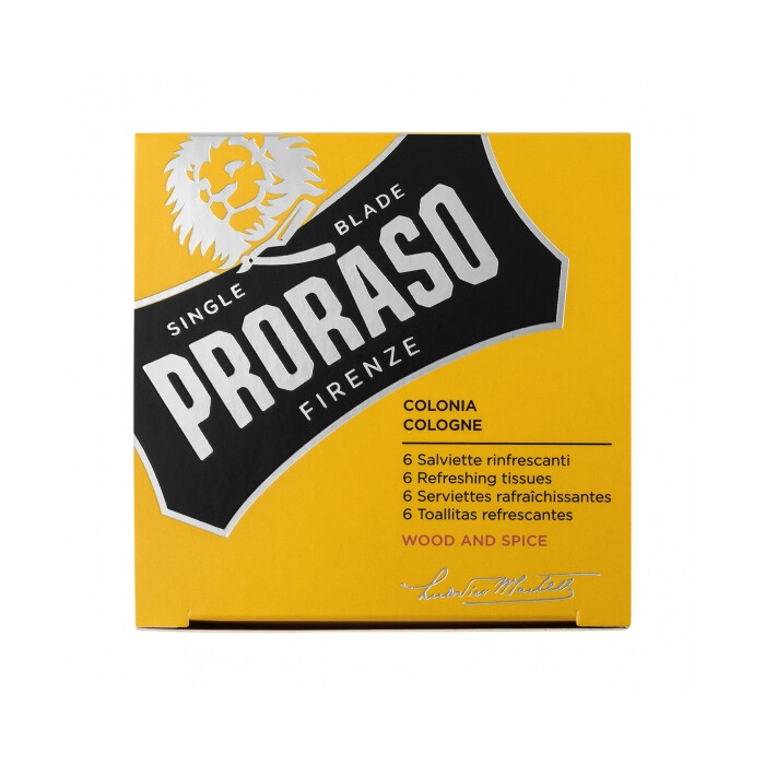 Proraso - Wood & Spice - SINGLE BLADE - Erfrischungstcher - 6 Stck