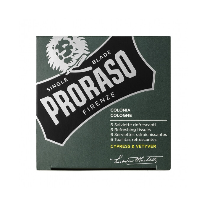 Proraso - Cypress & Vetyver - SINGLE BLADE - Erfrischungstcher - 6 Stck