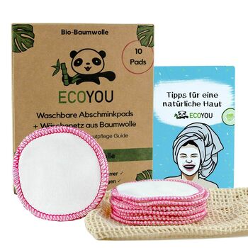 EcoYou - Abschminkpads pink im Wschenetz - 10er Pack