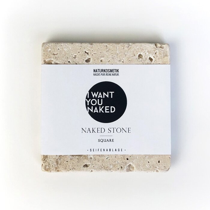 I want you naked - NAKED SOAPSTONE SQUARE, Seifenablage aus Naturstein