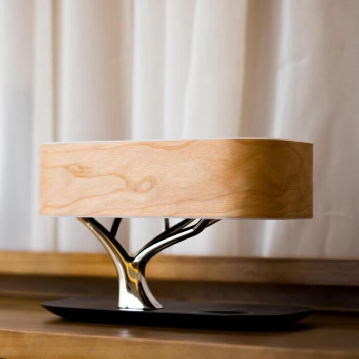 CC Living - Schreibtischlampe Tree of Light - Mit Bluetooth und Ladegert - Holzfarben