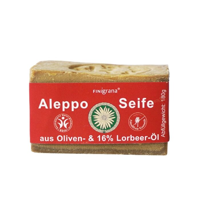 FINigrana - Olivenseife handgeschnittener Naturblock mit 16% Lorbeerl - 180g Alepposeife