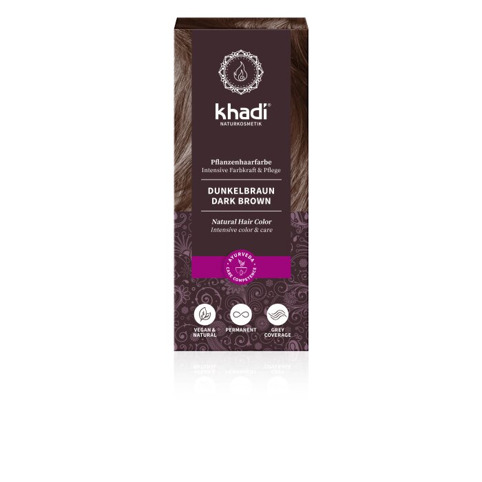 Khadi - Haarfarbe Dunkelbraun - 100g Pflanzenhaarfarbe
