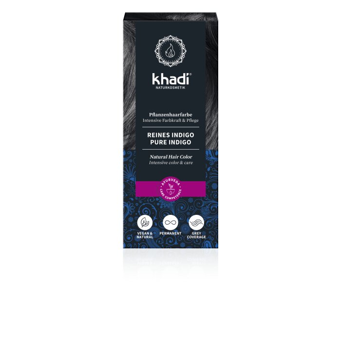 Khadi - Haarfarbe Indigo Schwarz - 100g Pflanzenhaarfarbe