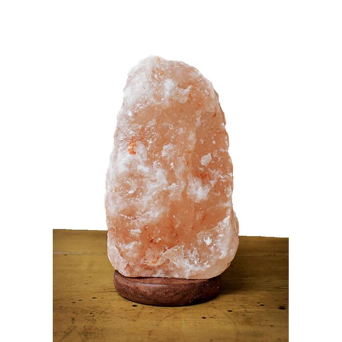 Natur Salzkristall Lampe auf Holzsockel 2-3 kg
