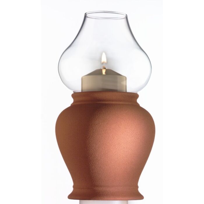 Candola - Lampe Amphora terracotta 19,5 cm - Glas klar, Zierhülle weiß