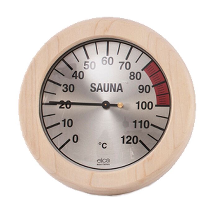 Sauna Thermometer mit rundem Holzrahmen 170mm