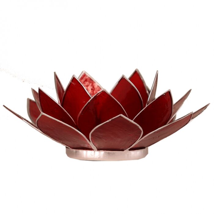 Davartis - Lotus 1. Chakra Licht / Teelichthalter rot - Goldrand