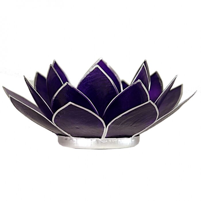 Davartis - Capiz-Muschel - Lotus 7. Chakra Licht / Teelichthalter violett