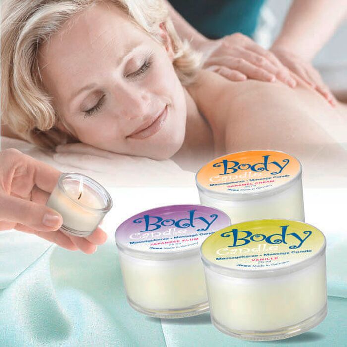 Body Candle Massagekerze - Aqua Rose/ Peach/ Vanille/... 25/ 50/ 115ml