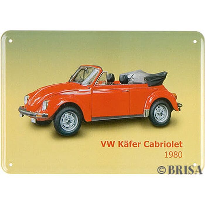 VW Käfer Blechpostkarte 14,4 x 10,1cm - Cabriolet 1980
