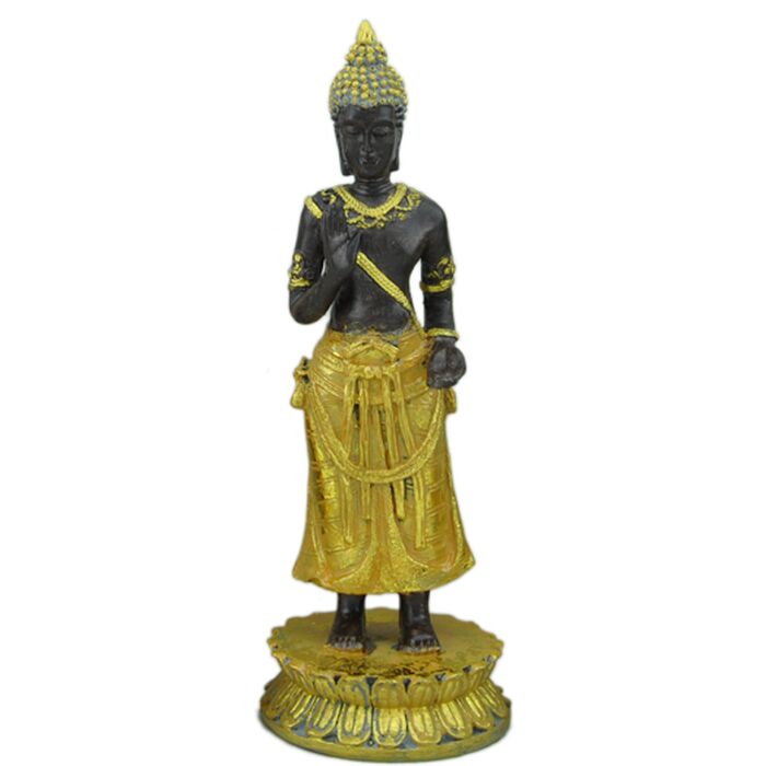 Davartis - Deko Buddha Figur 15cm - schwarz & goldfarben