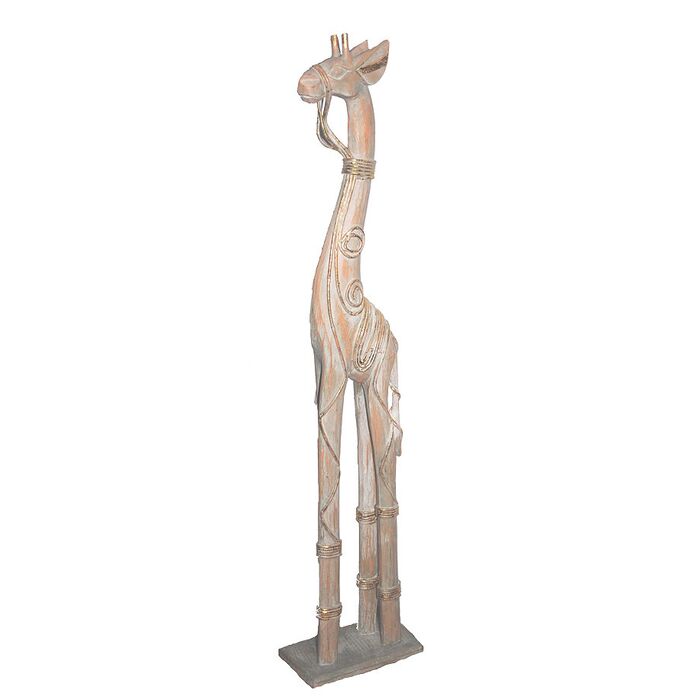Deko Giraffe weiß/gold mit Standplatte ca. 80cm - Holz, handbemalt