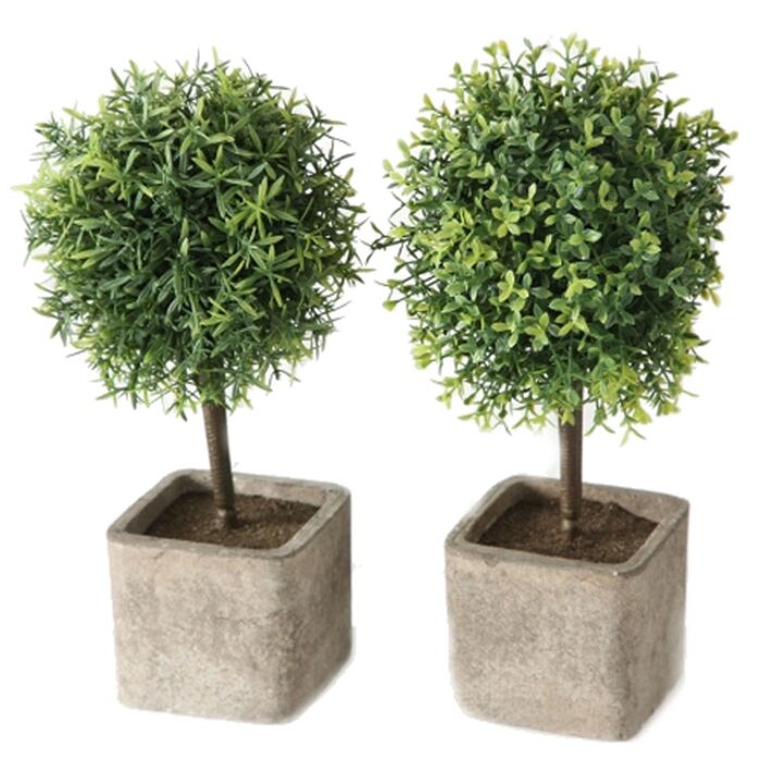2er Set - Topfpflanze Buchsbaum, künstlich