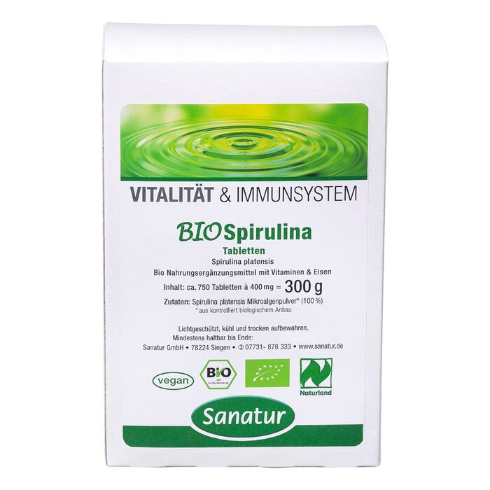 Sanatur - Bio Spirulina 750 Tabletten - 300g Nachfüllpackung
