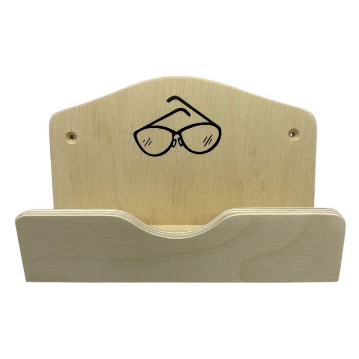 Sauna Brillenhalter / Brillenablage mit Bildmotiv aus Holz