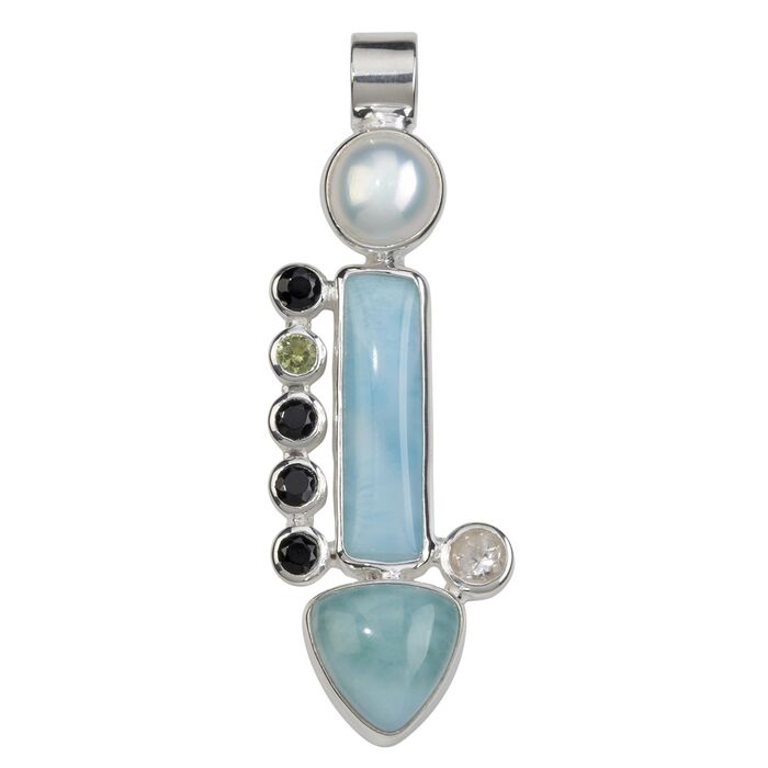 Anhnger Larimar, Perle, Topas, Spinell, Peridot - 4,8cm