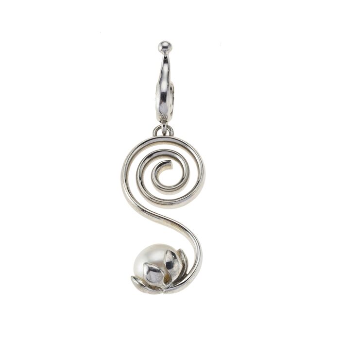 Anhnger Spirale mit Perle, 5,3cm, rhodiniert