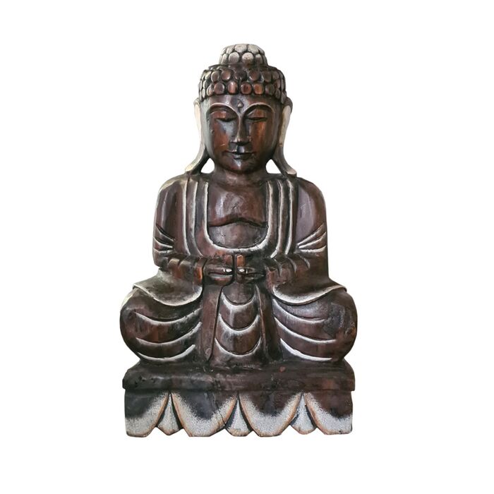 Davartis - Voluminöser Deko Buddha aus Holz - sitzend #3