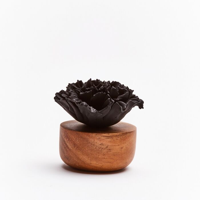 ANOQ - Duftstein Oeillet du Japon - Schwarze Keramikblume, Akazienholz