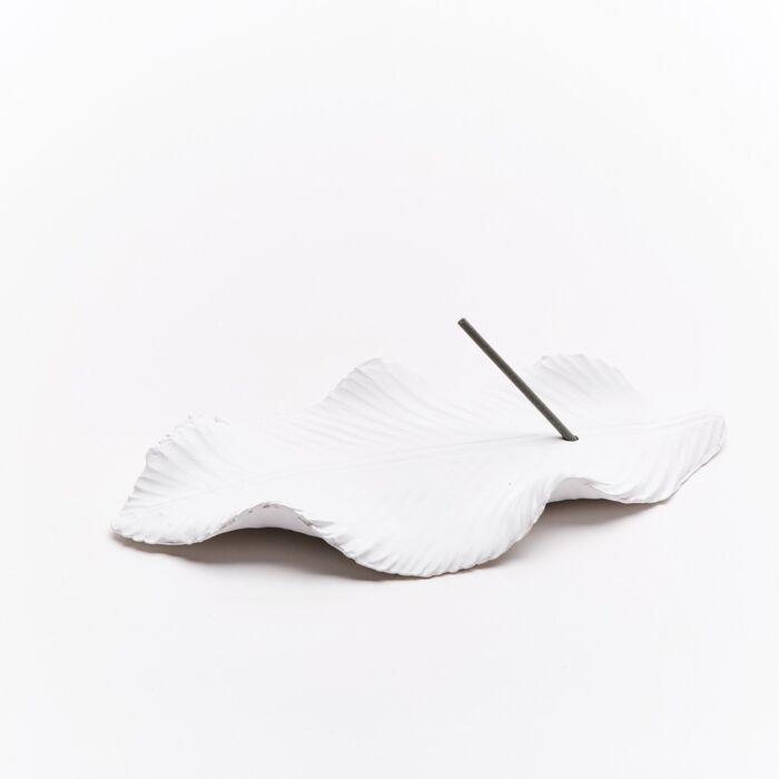ANOQ - Brûle encens Leaf - Räucherstäbchenhalter aus Keramik in Weiß und Schwarz