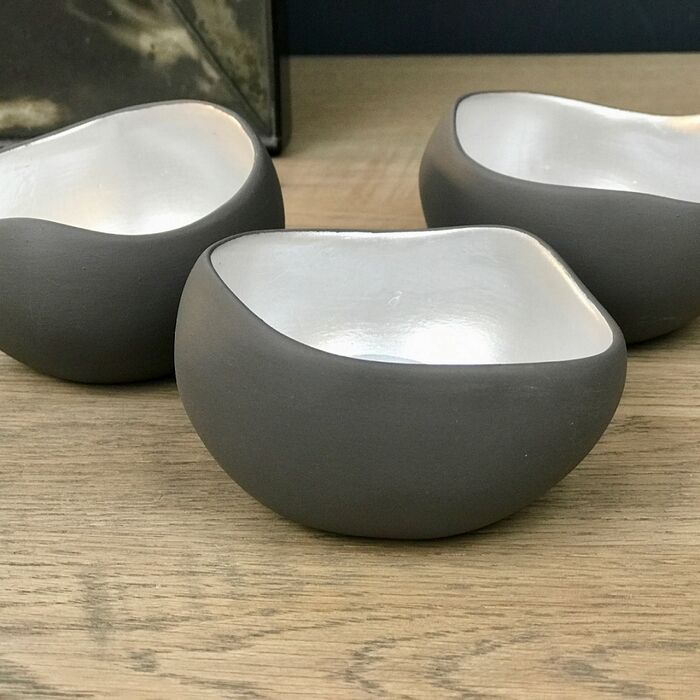 ANOQ - Kerzenhalter Grau - 3 Stck aus Keramik