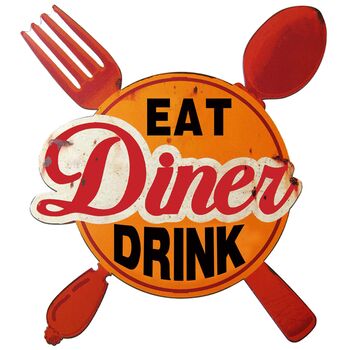 DekoDepot - Geprgtes Blechschild - Diner Eat Drink