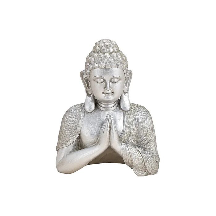 Dekorativer Buddha aus Poly - Silber - 19x24x10cm