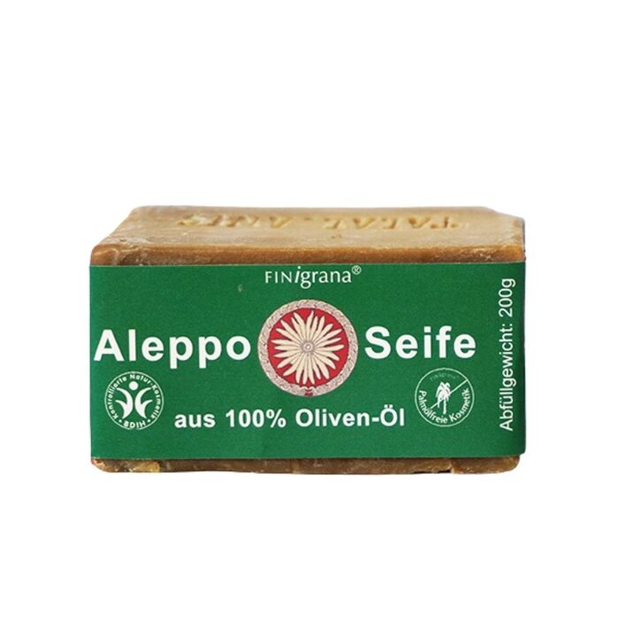 FINigrana - Olivenseife handgeschnittener Naturblock 100% - 200g Alepposeife