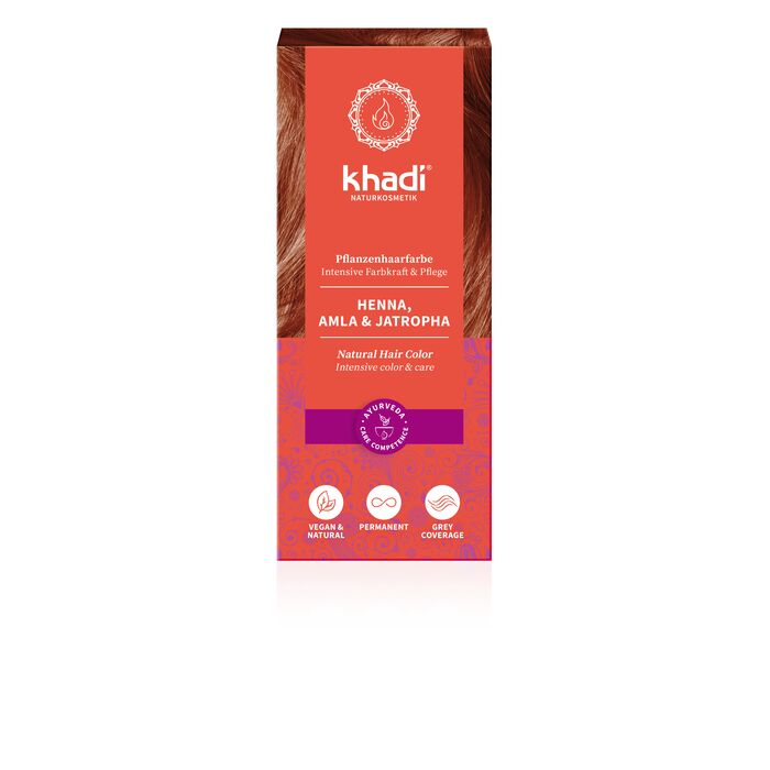 Khadi - Haarfarbe Henna, Amla & Jat - 100g Pflanzenhaarfarbe