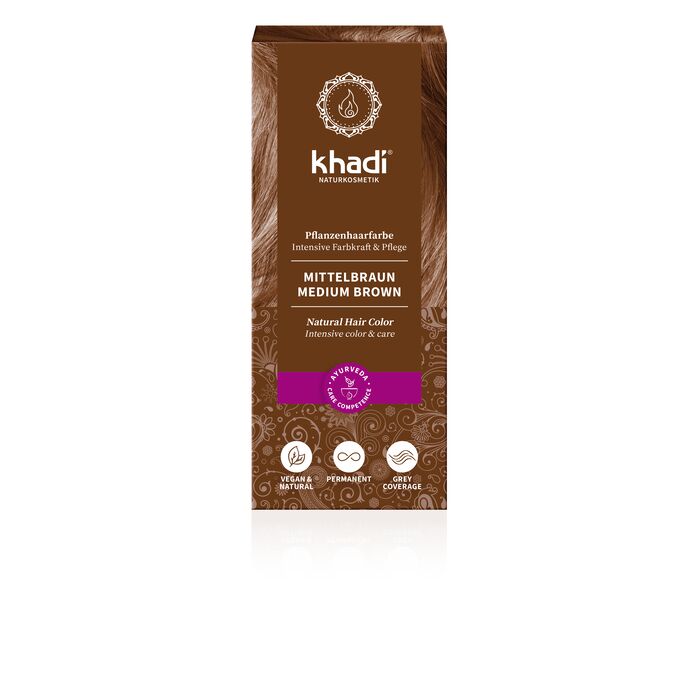 Khadi - Haarfarbe Mittelbraun - 100g Pflanzenhaarfarbe