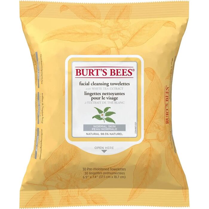 Burts Bees - Facial Cleansing Towelettes - 30 Stück Feuchttücher Weißer Tee
