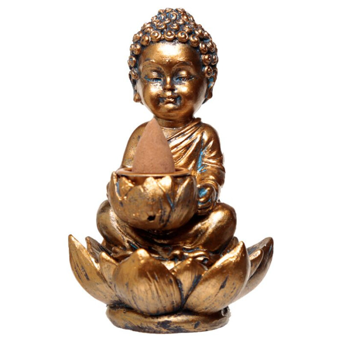 Davartis - Kleiner Buddha Rckfluss Ruchergef - gold
