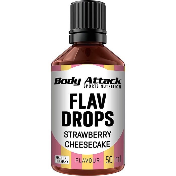 Body Attack - Flav Drops - Erdbeer-Ksekuchen - 50ml Aromatropfen