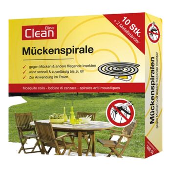 Elina Clean - Mückenschutz Spirale - 10 Stück inkl. 2 Halter