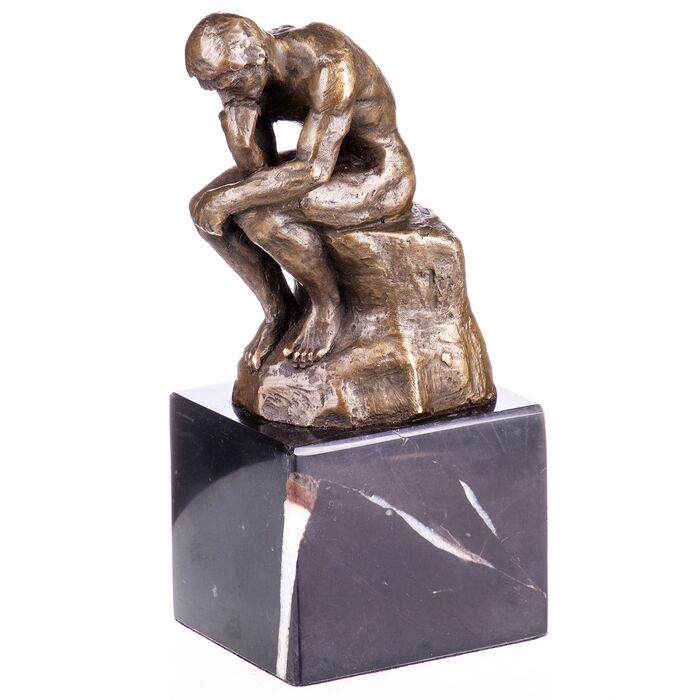 Art Deco Bronzefigur Der Denker nach Rodin - auf Marmorsockel