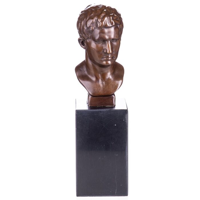 Art Deco Bronzefigur Büste Caesar Augustus - auf Marmorsockel