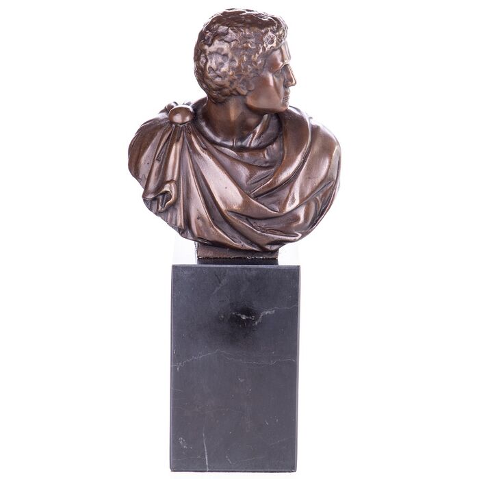 Art Deco Bronzefigur Büste Römischer Kaiser Titus Vespasianus - auf Marmorsockel