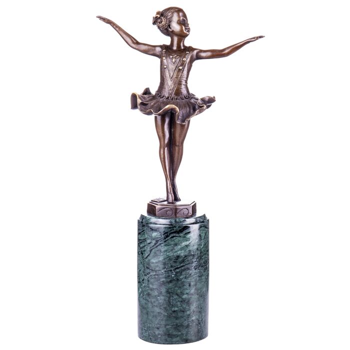 Art Deco Bronzefigur Ballerina Mdchen 2 nach Ferdinand Preiss - auf Marmorsockel