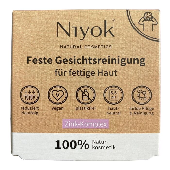 Niyok - Feste Gesichtsreinigung für fettige Haut - 80g Zink Komplex