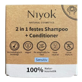 Niyok - 2in1 Festes Shampoo & Conditioner - 80g Sensitiv