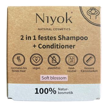 Niyok - 2in1 Festes Shampoo & Conditioner - 80g Soft blossom