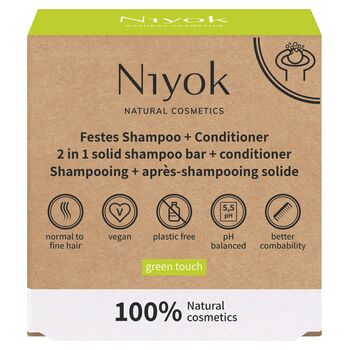 Niyok - 2in1 Festes Shampoo & Conditioner - 80g Green touch