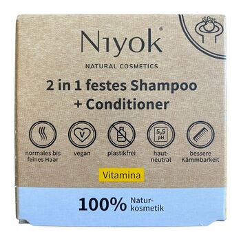 Niyok - 2in1 Festes Shampoo & Conditioner - 80g Vitamina