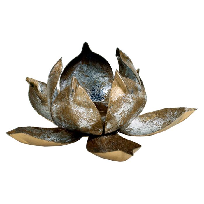 Davartis - Teelichthalter Lotus - gold-silberfarbend